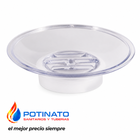 ACCESORIOS BAÑO CROMO TAURO JABONERA GRANDE CRISTAL