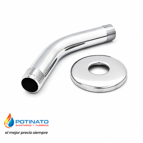 BRAZO LLUVIA PVC CROMO 45° 1/2" ROSCA NORMAL