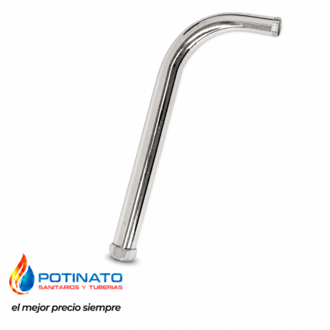 BRAZO LLUVIA BRONCE CROMO 90° 30CM 1/2" C/NUEZ