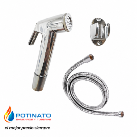 DUCHADOR BIDET COMPLETO CON CORTE SOPORTE Y FLEXIBLE 1,2 MT