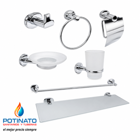 JUEGO ACCESORIOS BAÑO ALAZ CROMO 7 PIEZAS