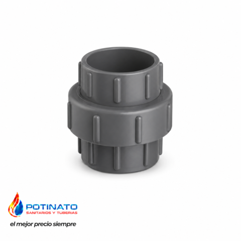 union doble pvc gris junta de pegar
