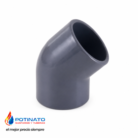codo hidraulico pvc gris junta de pegar